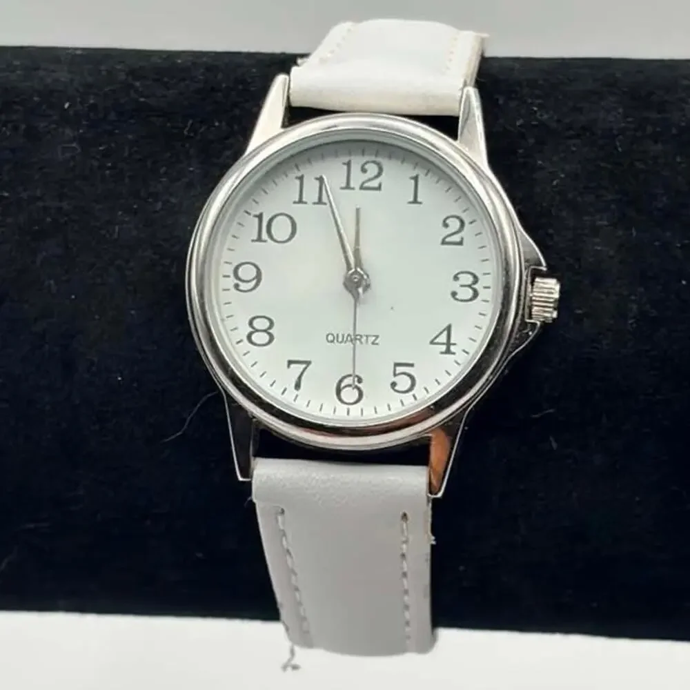 Silver & White Classic Watch